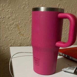 Hot Pink Insulated Travel Mug with Handle